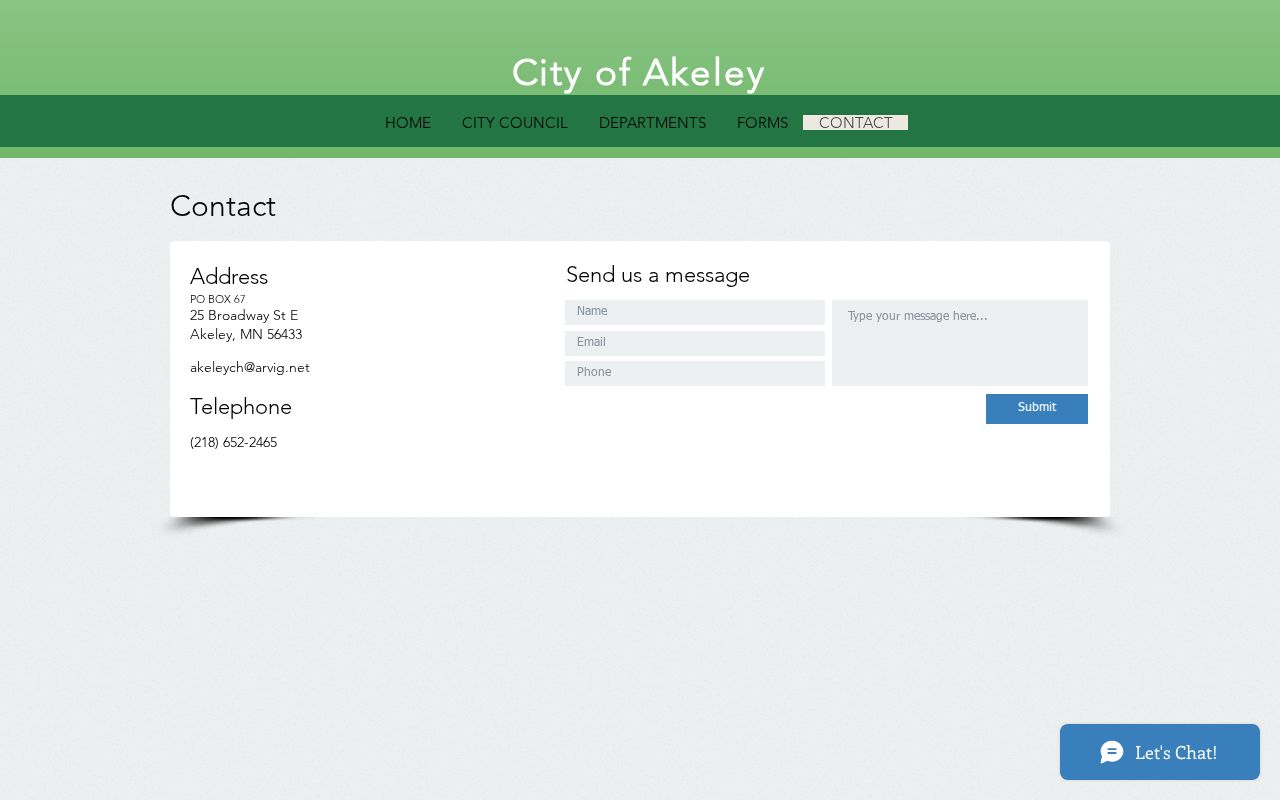 Akeley court docket local-government source at Akeley City Hall