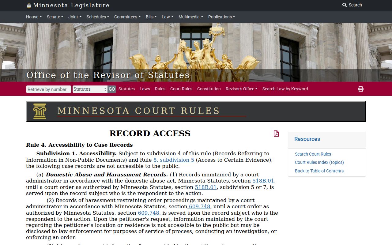 Hubbard County civil court record access under Minnesota Rule 4