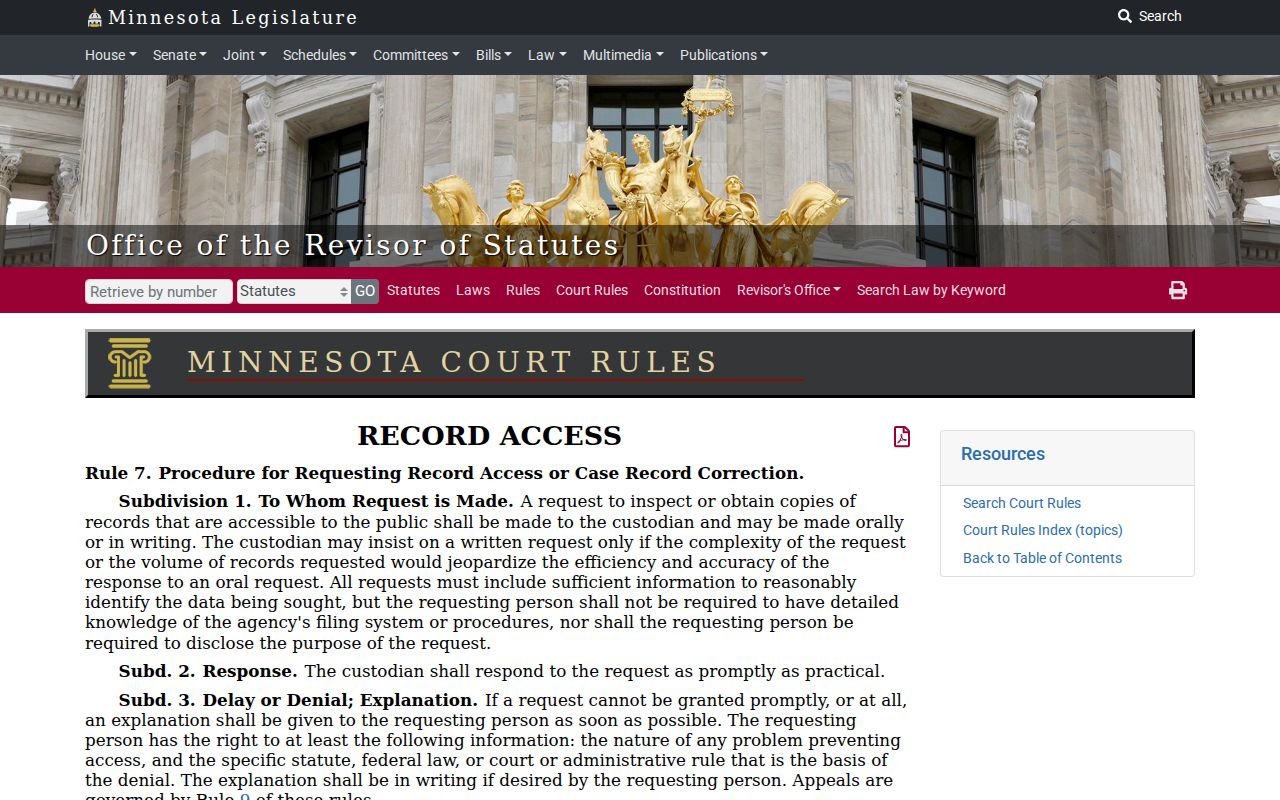 Hubbard County civil court record request and access process under Rule 7