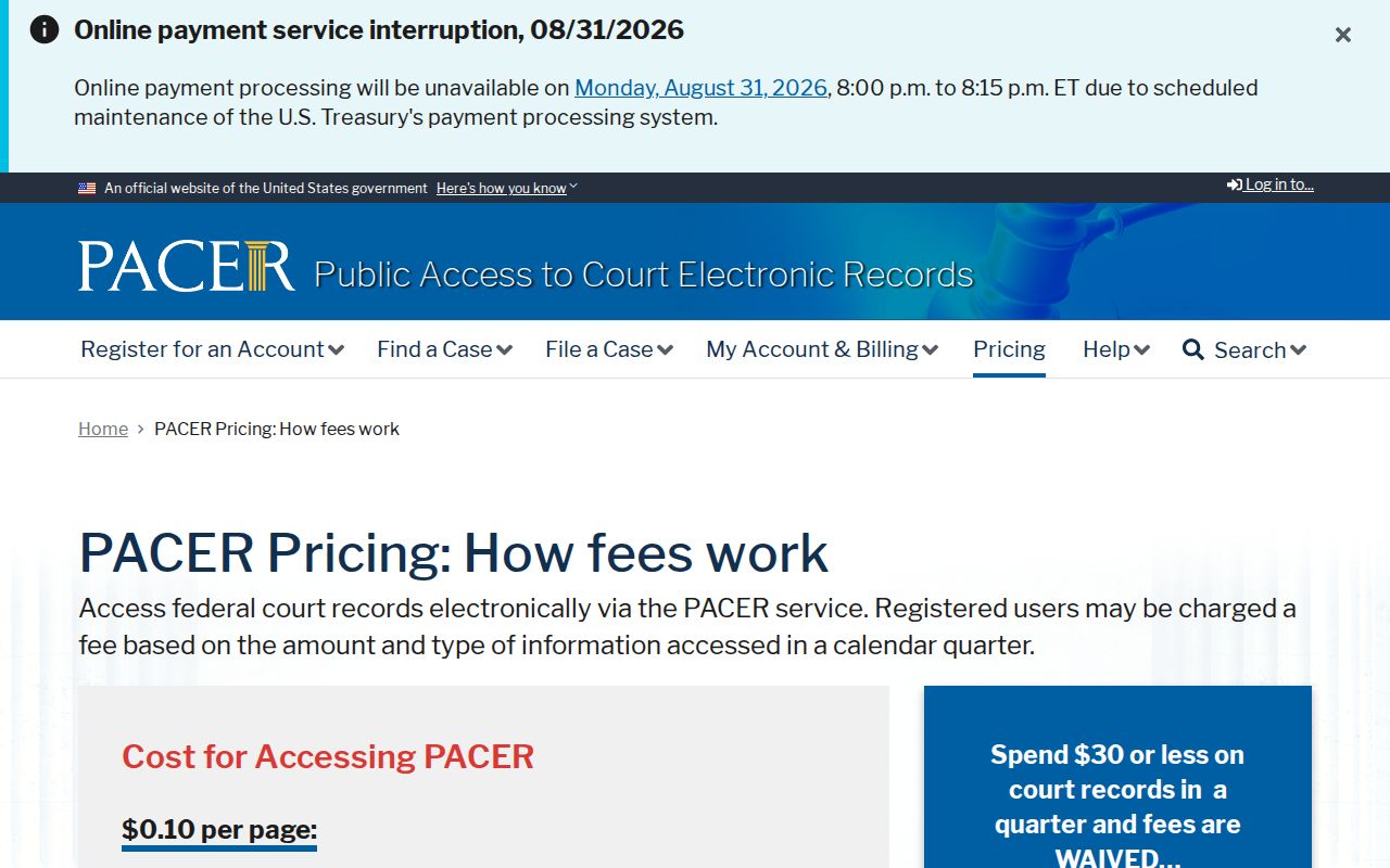 Hubbard County criminal court record distinction from federal PACER records