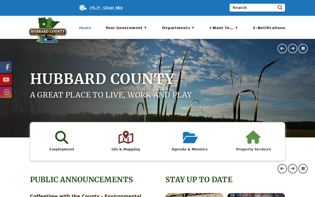 Hubbard County court record routing and county government reference