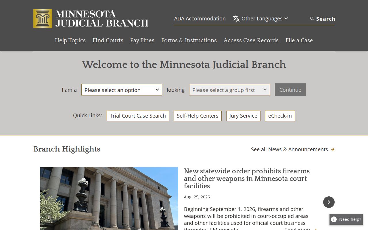 Hubbard County court docket Minnesota Judicial Branch reference