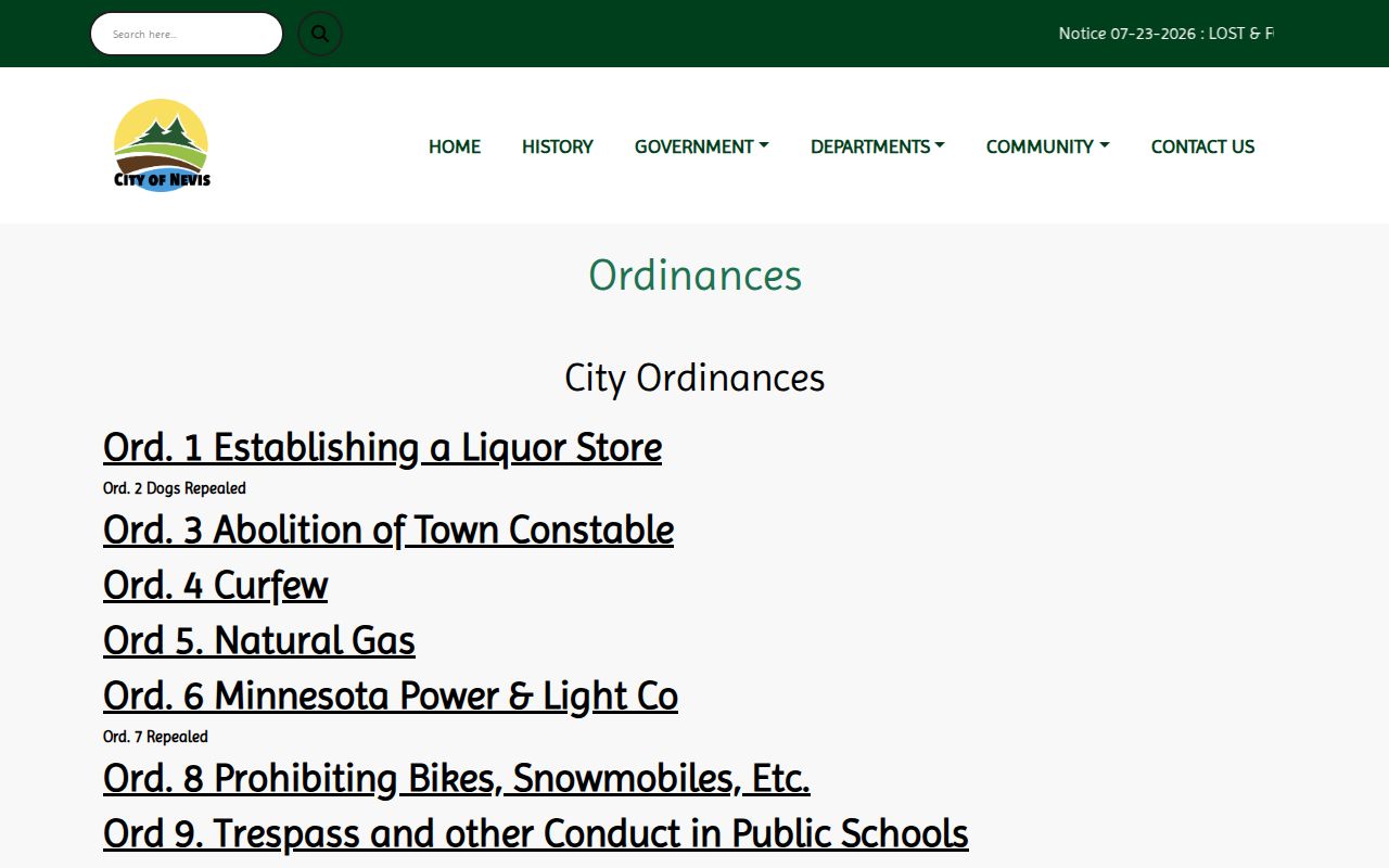 Nevis court docket local ordinance source that is not a court record database
