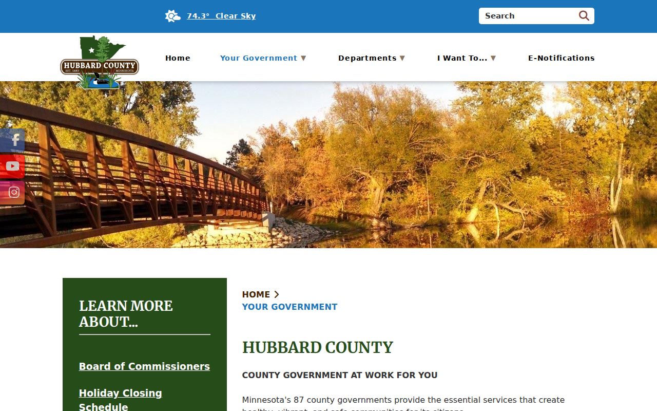 Park Rapids court record source showing Hubbard County government information