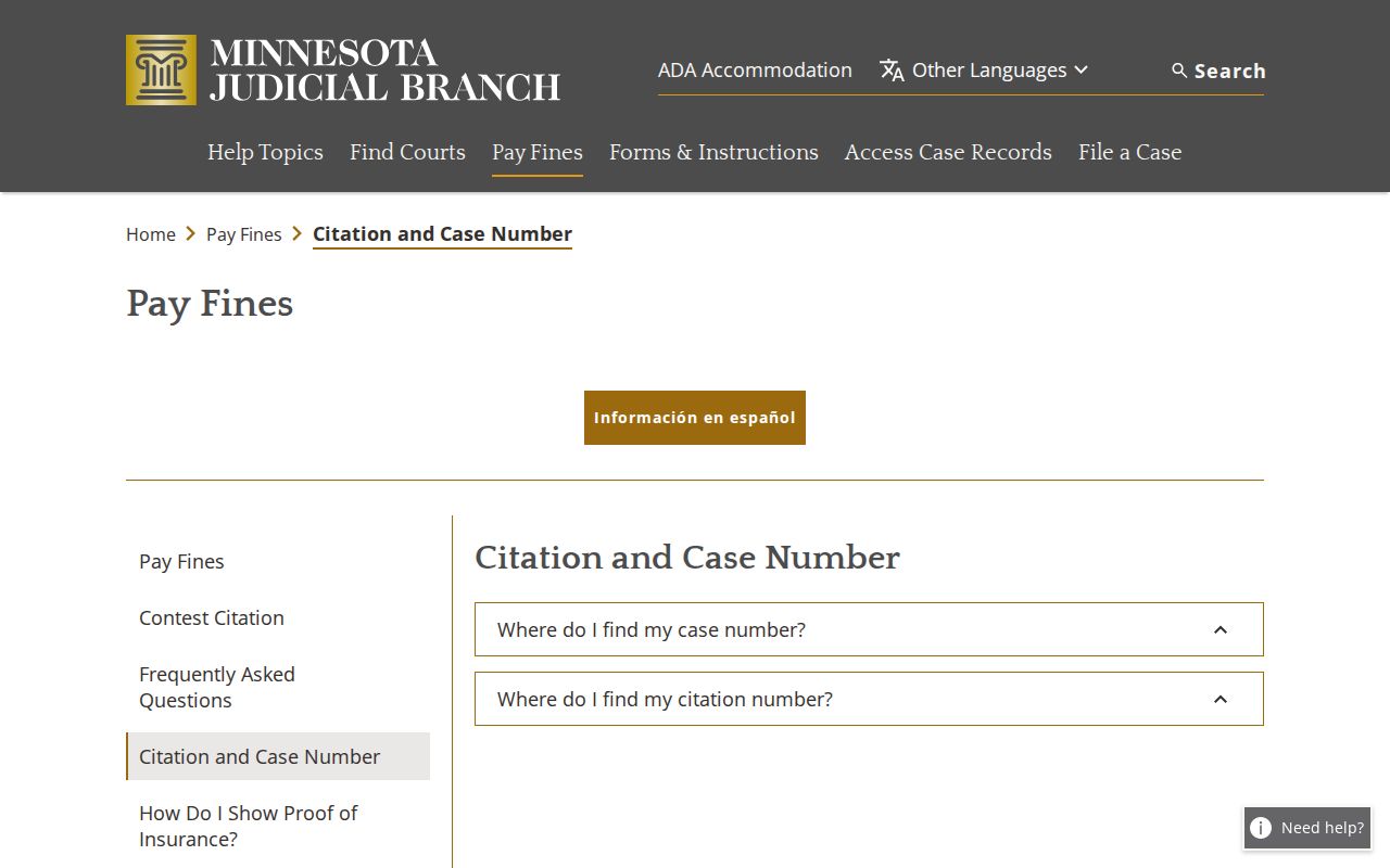 Hubbard County traffic court record citation and case number help